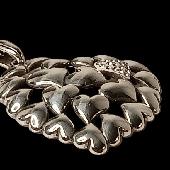 Brighton Large Heart Pendant Necklace Multiple Hearts Small Rhinestone Heart 18" - Picture 7 of 16